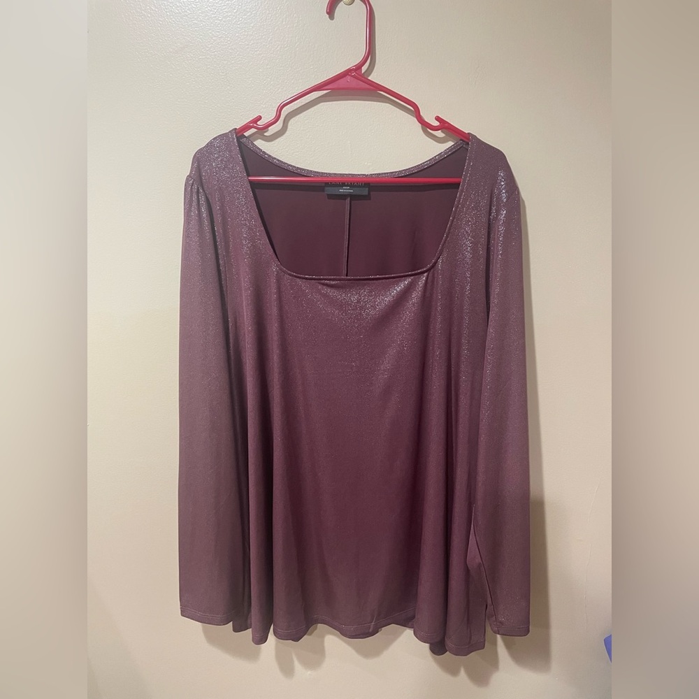 Lane Bryant Shimmering Cranberry Color  Long Sleeve Blouse